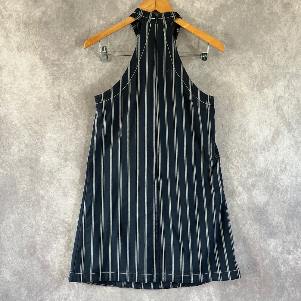 Maeve Halter Mini Dress Women Small Navy White Striped Daisy Buttons Summer Boho - Picture 3 of 8